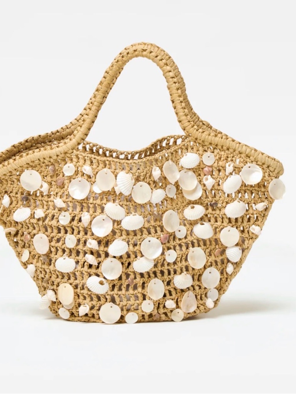 🐚l*space “alba” Natural Straw Tote with Shell Embellishments